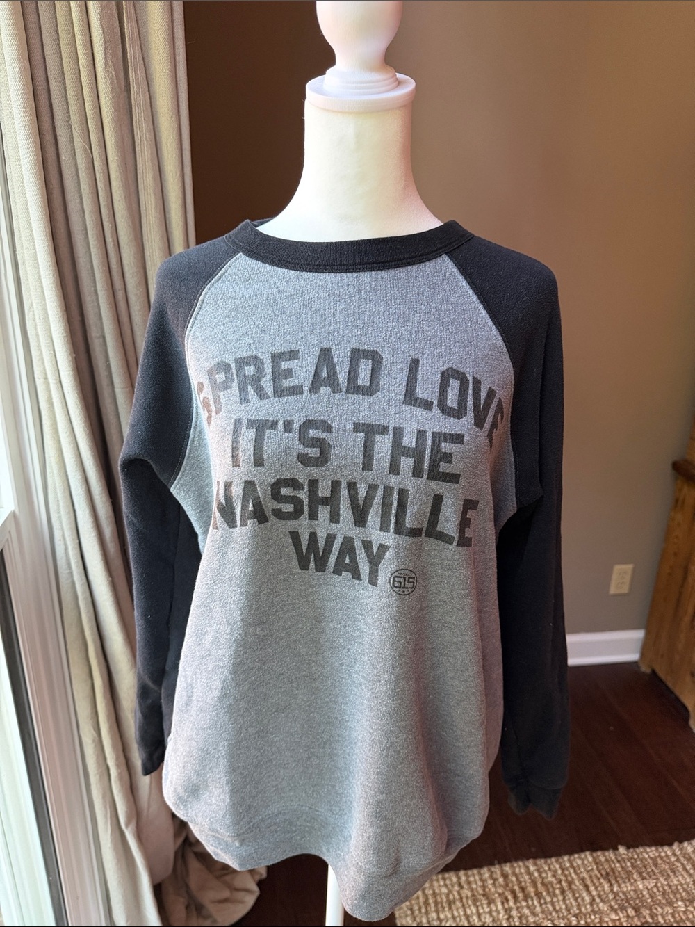 Vintage Spread Love Nashville Gray & Black Raglan Sweatshirt